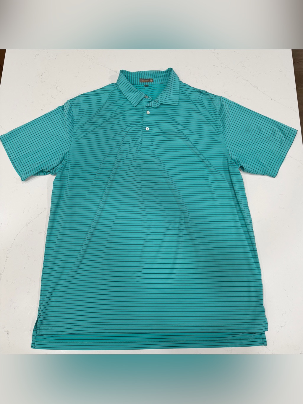 Peter Millar Men’s Summer Comfort Teal Thin-Striped Polo Xxl
